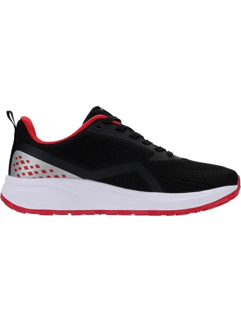 Men's Black Red Mesh Wide Cushioned Supportive Road Running Shoes Wide Toe Box